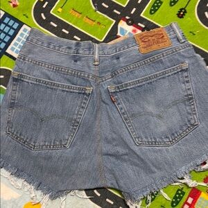 Levi's Blue Jean Shorts Distressed Frayed Hem